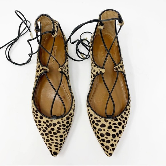 Aquazzura Shoes - Aquazzura Christy Leopard Calf Hair Flats 6.5